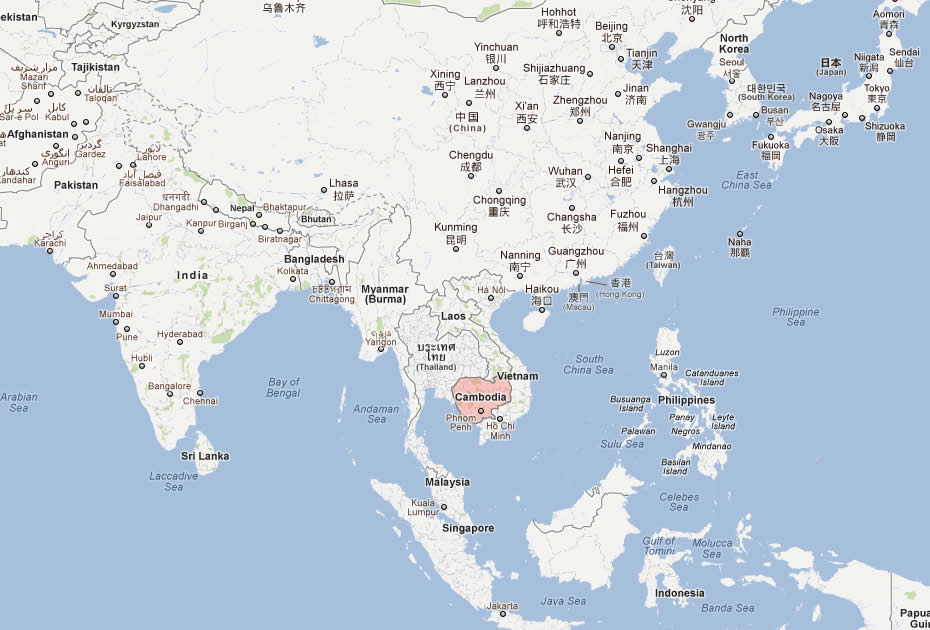 carte du cambodge monde